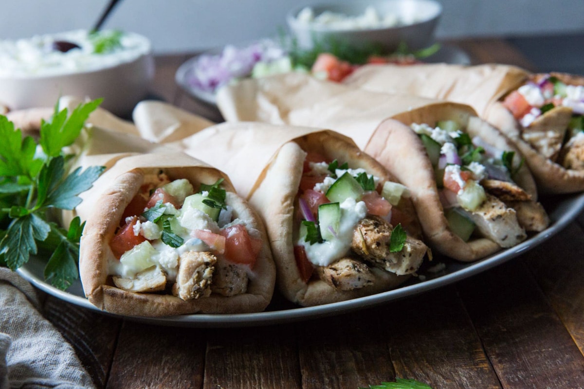 Greek Chicken Gyros on a plate