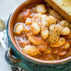 Greek gigante beans in a bowl.