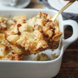 Italian Strata on a baking dish.