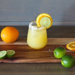 Orange margarita in a glass.