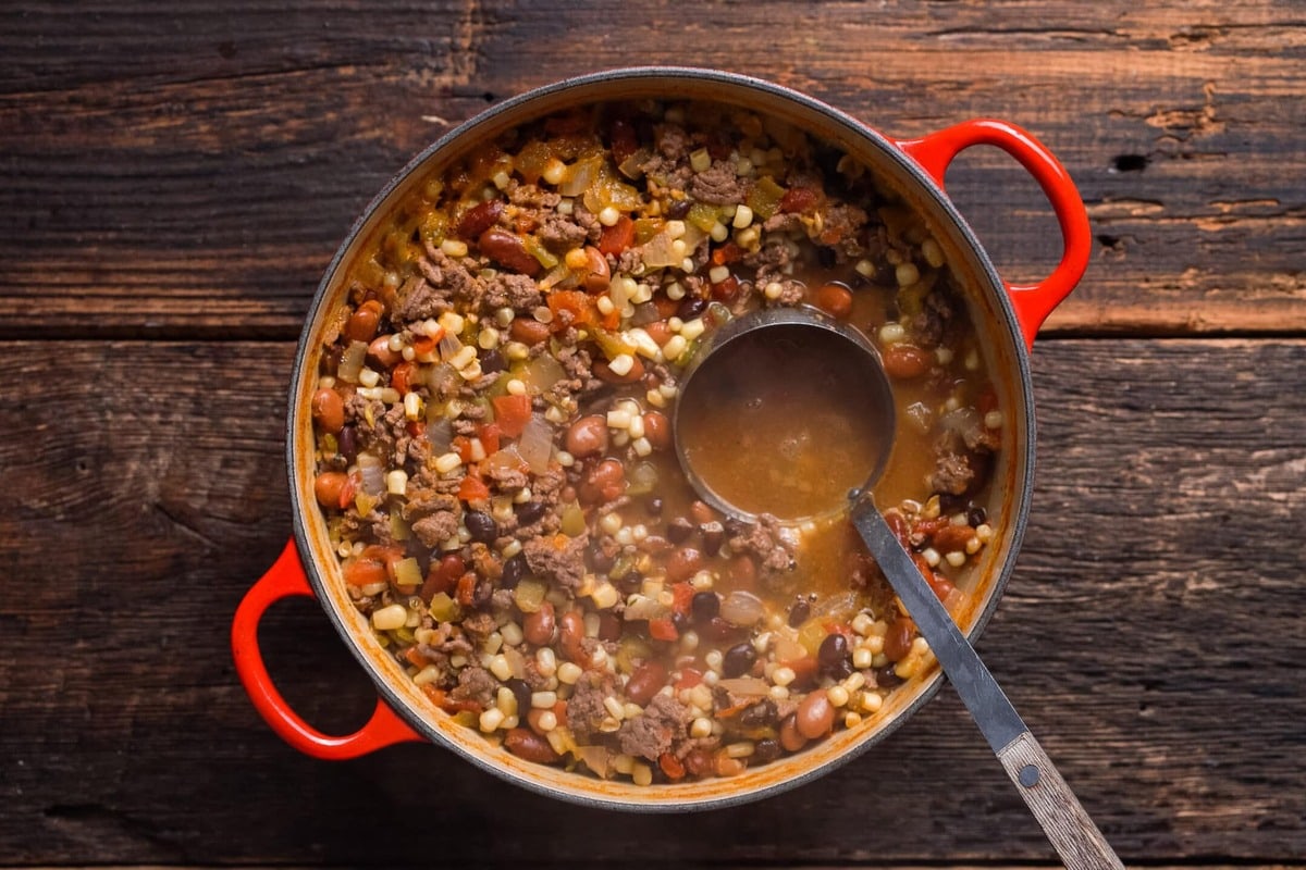 Large pot of Santa Fe Soup.